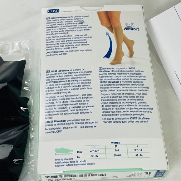 Jobst UltraSheer Knee High Compression Stockings 8-15 MmHg Black Women Size S - Picture 5 of 6